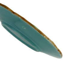 Load image into Gallery viewer, French Sarreguemines Majolica Plate Turquoise Blue Art Nouveau Strawberry 19thc Barbotine
