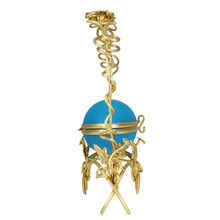 Load image into Gallery viewer, Antique French Palais Royal Blue Opaline Glass Egg Box Casket Gilt Ormolu Stand

