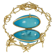 Load image into Gallery viewer, Antique French Palais Royal Blue Opaline Glass Egg Box Casket Gilt Ormolu Stand
