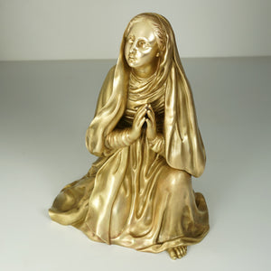 Antique French Bronze Statue Virgin Mary in Prayer, Religious Sculpture