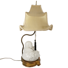 Load image into Gallery viewer, Vintage Chinoiserie Blanc de Chine Porcelain Buddha Table Lamp
