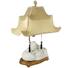 Load image into Gallery viewer, Vintage Chinoiserie Blanc de Chine Porcelain Buddha Table Lamp
