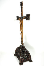 Load image into Gallery viewer, Antique Black Forest Carved Wood Crucifix Corpus Christi Jesus Christ Religious Hand Carved Altar Piece
