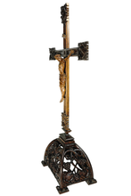 Load image into Gallery viewer, Antique Black Forest Carved Wood Crucifix Corpus Christi Jesus Christ Religious Hand Carved Altar Piece
