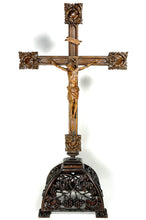 Load image into Gallery viewer, Antique Black Forest Carved Wood Crucifix Corpus Christi Jesus Christ Religious Hand Carved Altar Piece
