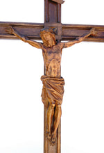 Load image into Gallery viewer, Antique Black Forest Carved Wood Crucifix Corpus Christi Jesus Christ Religious Hand Carved Altar Piece
