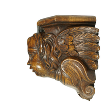Load image into Gallery viewer, Antique Hand Carved Wood Cherub Angel Sculptural Wall Shelf Console Bracket
