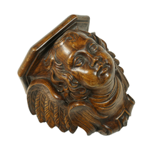 Load image into Gallery viewer, Antique Hand Carved Wood Cherub Angel Sculptural Wall Shelf Console Bracket
