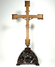 Load image into Gallery viewer, Antique Black Forest Carved Wood Crucifix Corpus Christi Jesus Christ Religious Hand Carved Altar Piece
