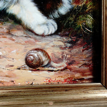 Load image into Gallery viewer, Portrait of a Kitten with Snail, Oil Painting by German Artist Inge Gruber-Böhm
