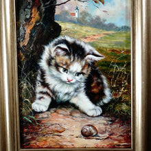 Load image into Gallery viewer, Portrait of a Kitten with Snail, Oil Painting by German Artist Inge Gruber-Böhm
