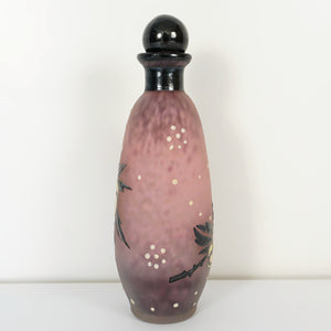 Art Deco French Glass Perfume Bottle Andre Delatte Nancy Enamel Roses
