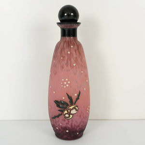 Andre Delatte Nancy French Perfume Bottle Art Deco Enamel Pink Pate De Verre Glass