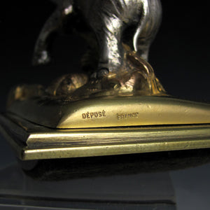 Antique French Silvered & Gilt Bronze Elephant Inkwell & Ink Blotter Animalier Desk Set