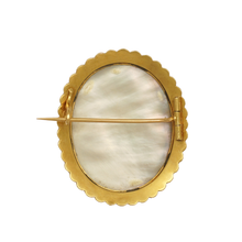 Load image into Gallery viewer, Antique Victorian 14K Yellow Gold Brooch Enamel Miniature Portrait, Baroque Pearls

