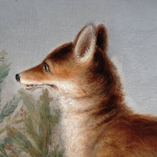 Load image into Gallery viewer, Portrait of Fox Cubs, Oil Painting Heinrich Carl Schubert Austrian Wildlife Animal Genre
