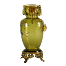 Load image into Gallery viewer, Antique French Art Glass Japonisme Cabinet Vase, Eugene Rousseau, Applied Elephants
