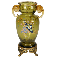 Load image into Gallery viewer, Antique French Art Glass Japonisme Cabinet Vase, Eugene Rousseau, Applied Elephants
