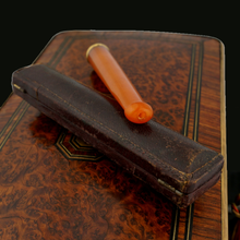Load image into Gallery viewer, Antique French 18K Gold Mounted Amber Cigarette Holder, Etui Case
