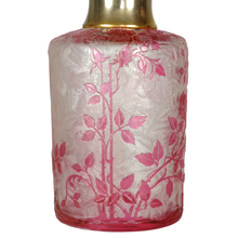 Load image into Gallery viewer, Antique Baccarat Glass Eglantier Pattern Atomizer Perfume Bottle Art Nouveau Acid Etched Cameo Glass Cranberry Pink Overlay Flowers
