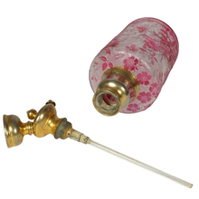 Load image into Gallery viewer, Antique Baccarat Glass Eglantier Pattern Atomizer Perfume Bottle Art Nouveau Acid Etched Cameo Glass Cranberry Pink Overlay Flowers
