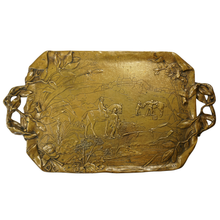 Load image into Gallery viewer, Antique 19th century French Bronze Equestrian Horse Rider Theme Smoking Set, Tray &amp; Match Holder
