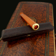Load image into Gallery viewer, Antique French 18K Gold Mounted Amber Cigarette Holder, Etui Case
