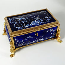 Load image into Gallery viewer, Antique French Enamel on Copper Jewelry Box Gilt Bronze
