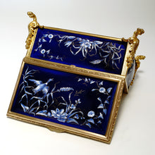 Load image into Gallery viewer, Antique French Enamel on Copper Jewelry Box Gilt Bronze
