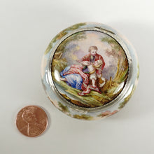 Load image into Gallery viewer, Antique French Enamel on Copper Box Silver Hinged Mounts
