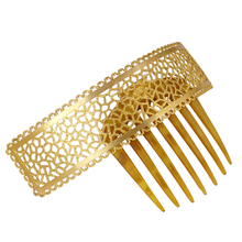 Load image into Gallery viewer, Antique French Hair Comb, Spanish Peineta Style Lattice Filigree
