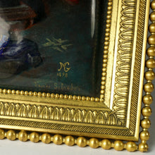 Load image into Gallery viewer, Antique French Limoges Enamel on Copper Plaque Smoking Cavalier Miniature Portrait Painting
