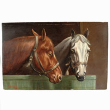 Load image into Gallery viewer, Antique Horse Portrait Oil Painting Equestrian Thoroughbred, dated 1923
