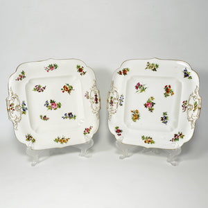 Jacob Petit Antique French PAIR Hand Painted Paris Porcelain Square Serving Plates