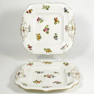 Jacob Petit Antique French PAIR Hand Painted Paris Porcelain Square Serving Plates