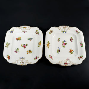 Jacob Petit Antique French PAIR Hand Painted Paris Porcelain Square Serving Plates