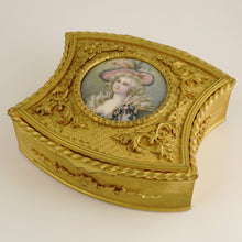 Load image into Gallery viewer, Antique French Miniature Portrait Gilt Bronze Jewelry Box
