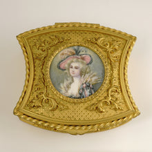 Load image into Gallery viewer, Antique French Miniature Portrait Gilt Bronze Jewelry Box
