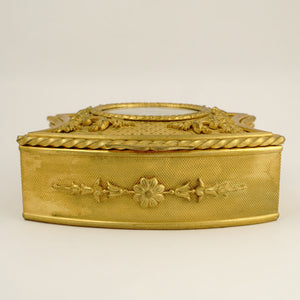 Antique French Miniature Portrait Gilt Bronze Jewelry Box