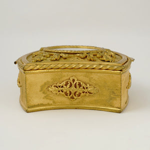 Antique French Miniature Portrait Gilt Bronze Jewelry Box