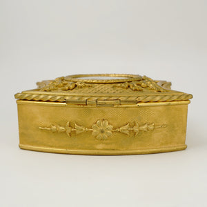 Antique French Miniature Portrait Gilt Bronze Jewelry Box