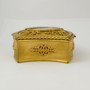 Antique French Miniature Portrait Gilt Bronze Jewelry Box