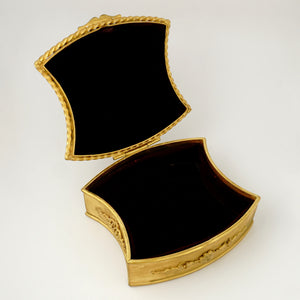 Antique French Miniature Portrait Gilt Bronze Jewelry Box