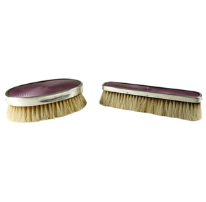 Art Deco French Sterling Silver Guilloche Enamel Clothes Brush Set