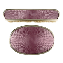 Load image into Gallery viewer, Art Deco French Sterling Silver Guilloche Enamel Clothes Brush Set
