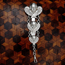 Load image into Gallery viewer, Antique Victorian Silver Chatelaine Belt Clip Fob Chain, Cherubs, Angels
