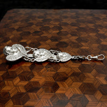 Load image into Gallery viewer, Antique Victorian Silver Chatelaine Belt Clip Fob Chain, Cherubs, Angels
