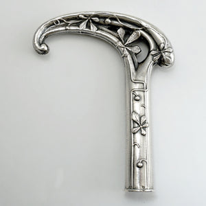 Art Nouveau French. 800 Silver Parasol Umbrella Dress Cane Handle Set