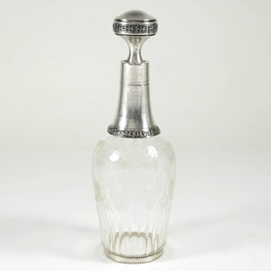 Antique French Sterling Silver Cut Glass Liquor Decanter