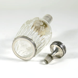 Antique French Sterling Silver Cut Glass Liquor Decanter